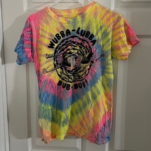 Junior’s XL (fits like adult M/L) tie dye Purple Junction Rick and Morty tshirt